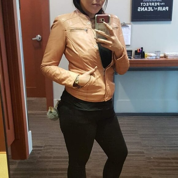 Rino & PELLE DISTRESSED MOTO JACKET IN BLUSH PINK - Picture 8 of 8